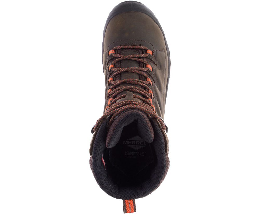 Kozaki Merrell Męskie Brązowe - Strongfield Skórzane 8\" Thermo Waterproof Comp Toe - 623057-GWH